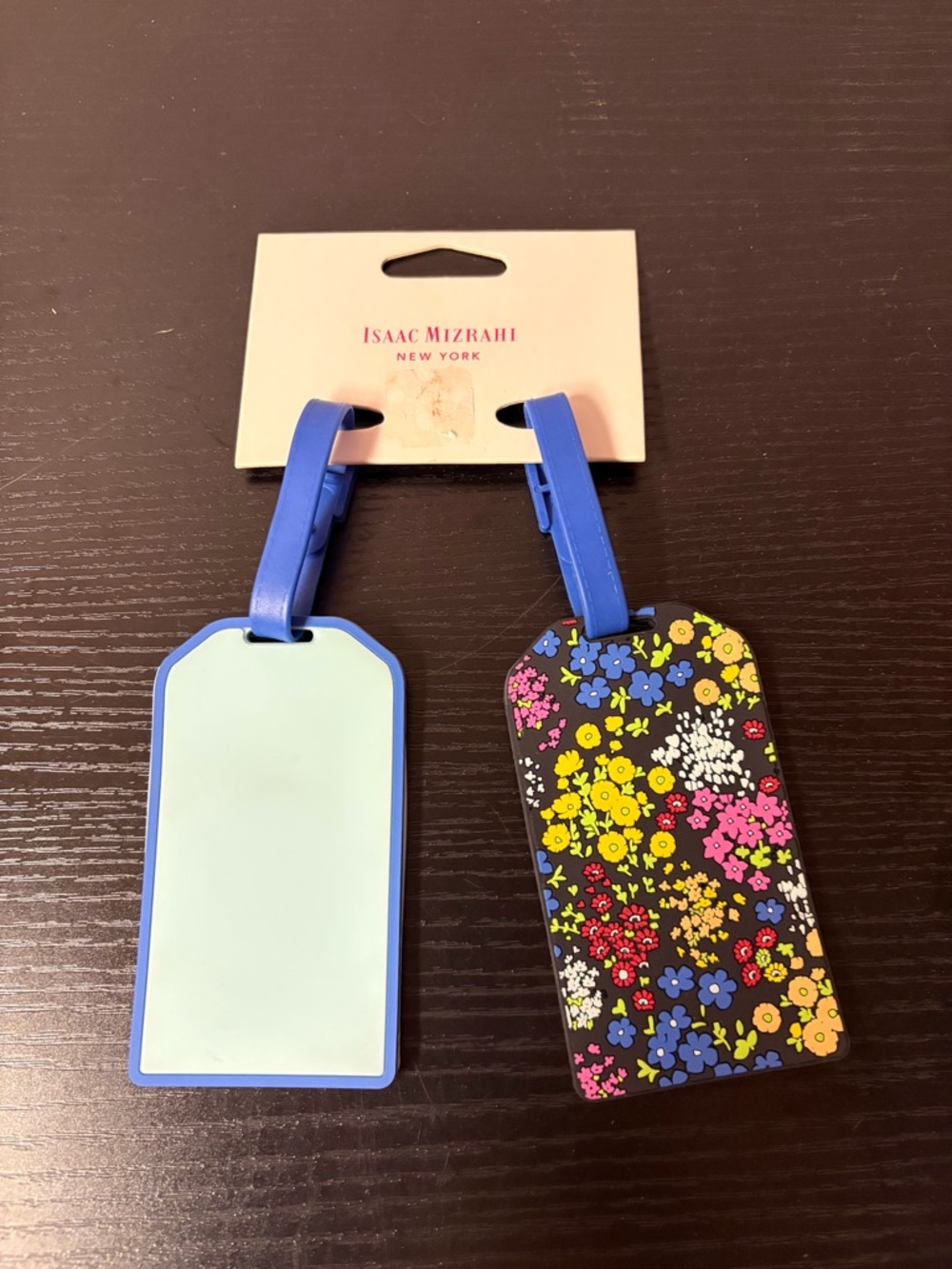 Isaac Mizrahi NY Floral Luggage Tags Set of 2 Rubber Travel Tags